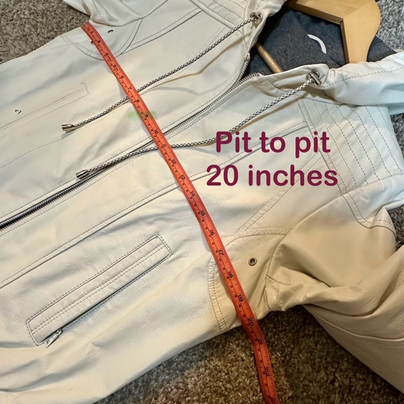Wilson's Genuine White Leather Hoodie Jacket Woman's Size Large Zipper Front - Picture 10 of 16